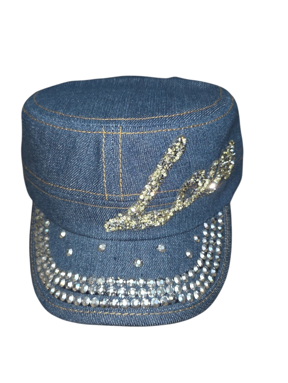 David and Young Denim Cap with Gold Rhinestone Accent